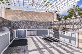 Grilling stations with outdoor dining area